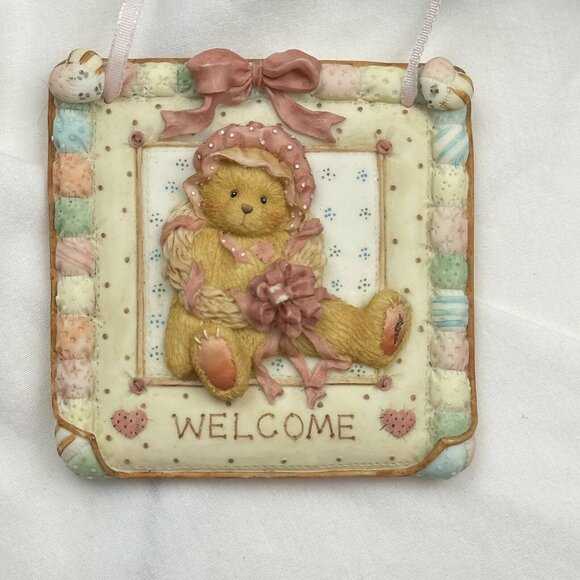 1993 Priscilla Hillman Quilts Of Friendship WallPlaque Cherished Teddies EUC vnt - Picture 1 of 5